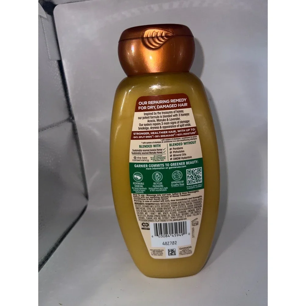 Garnier Whole Blends Honey Treasures Repairing Shampoo 12.5oz Damaged Hair Care